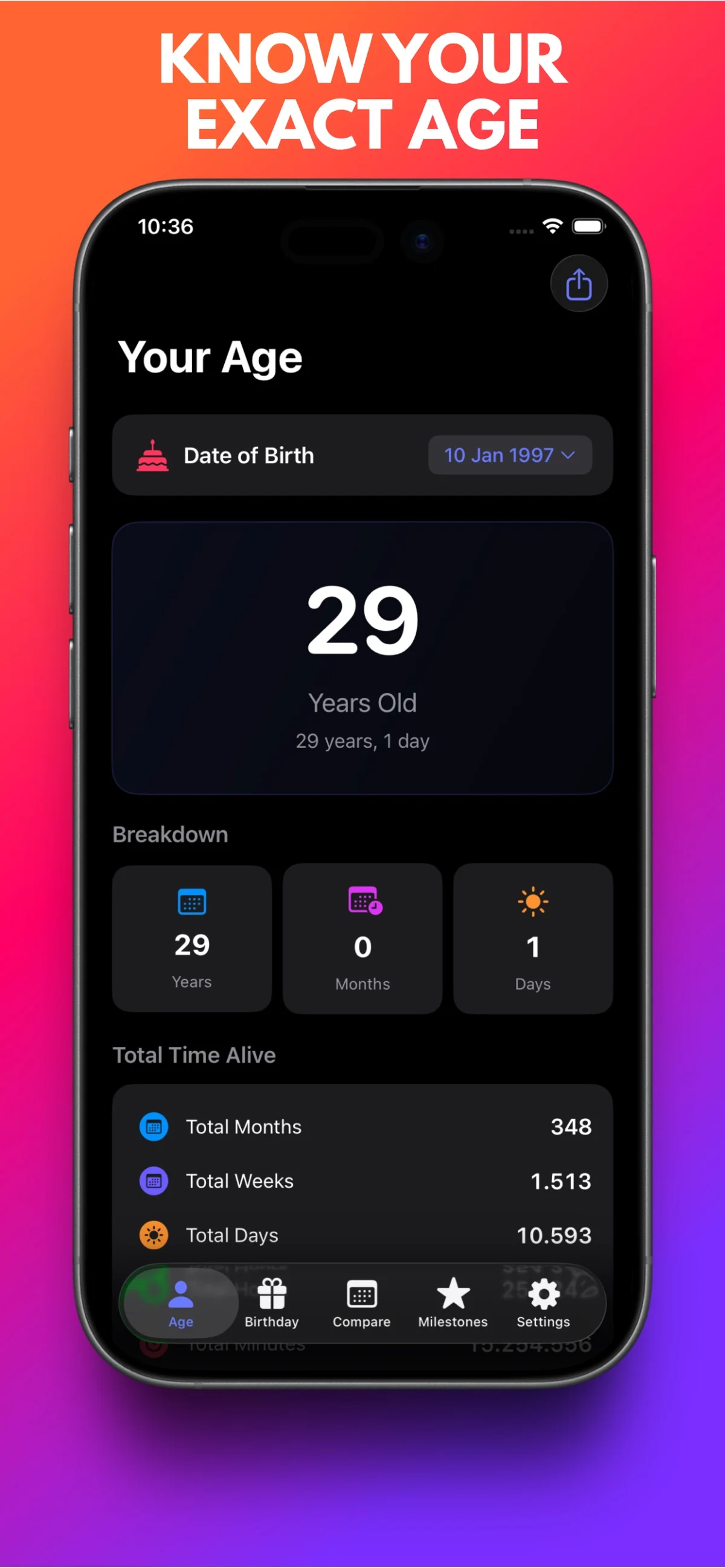 Exact Age: calcolo dell’età dalla presentazione App Store