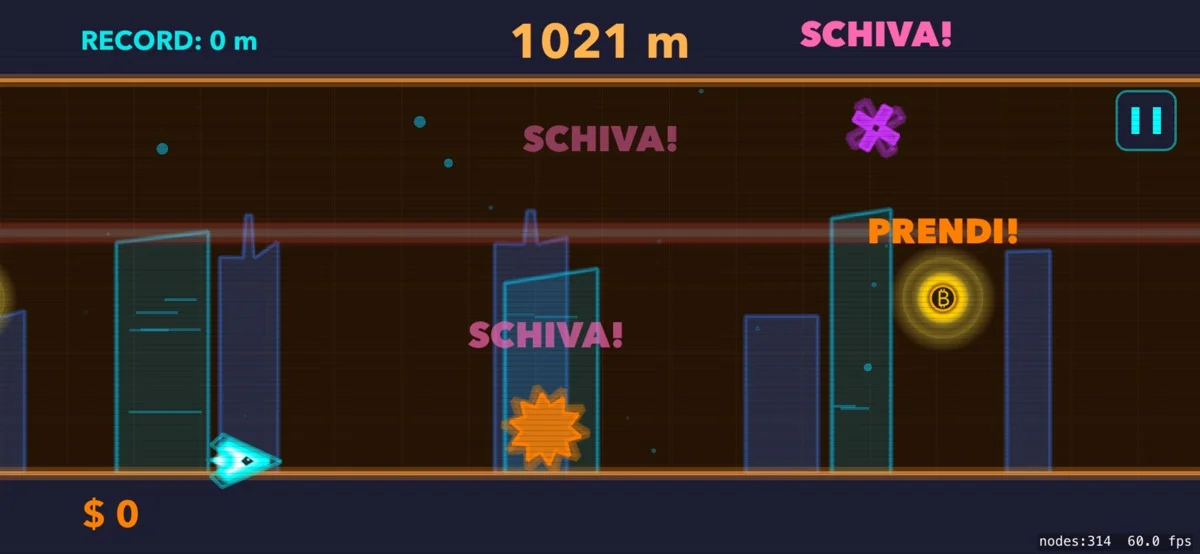Neon Gravity: schermata del gioco in orientamento orizzontale