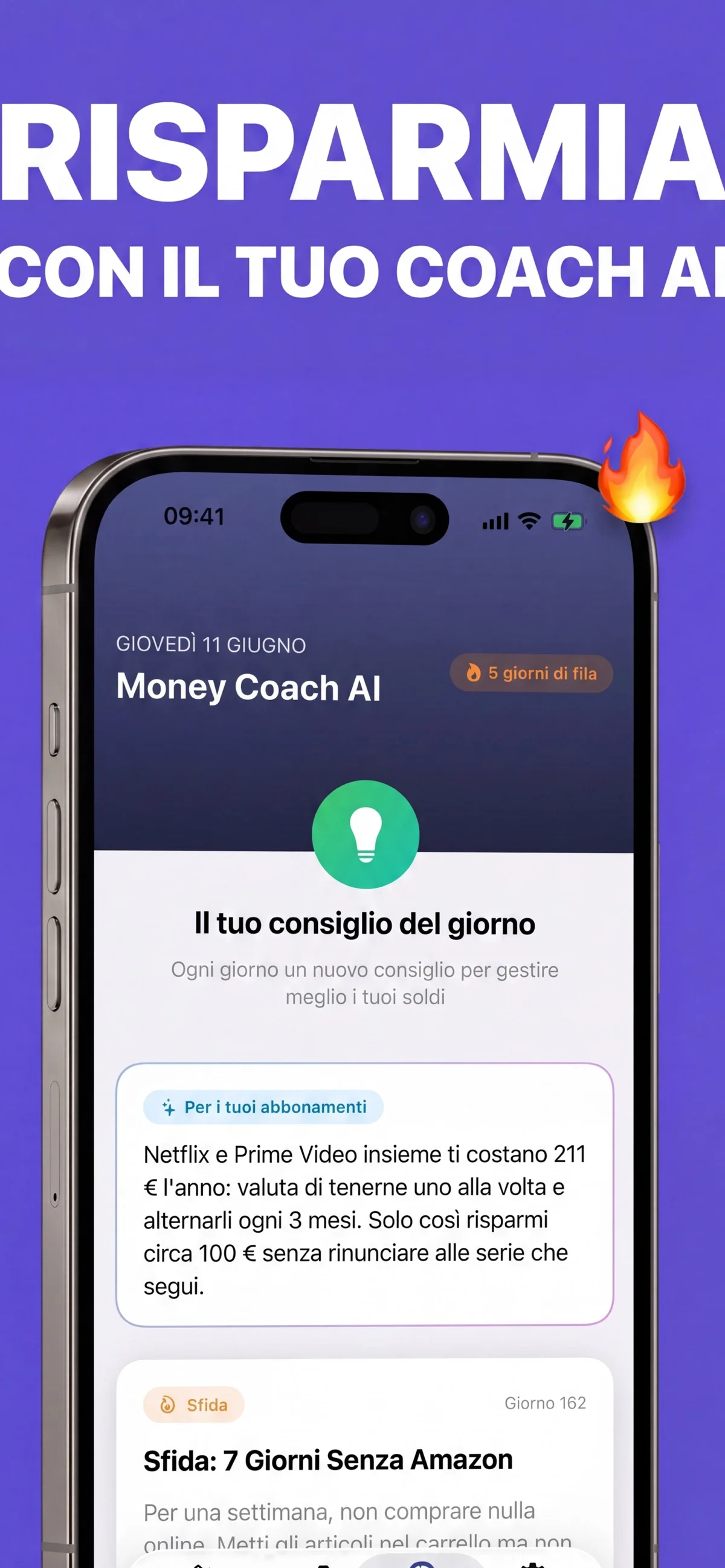Subly: schermata Money Coach AI dalla presentazione App Store
